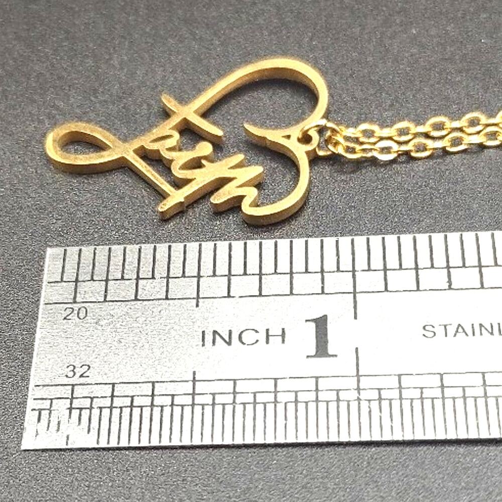Gold Plated Necklace w/ Heart Faith Pendant Anniversary Birthday Faith Gift